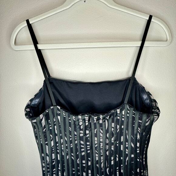 JS Collections Black and White Fit Flare Corset Midi Dress Stripe Vintage Y2K - Picture 8 of 9